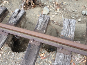 Nearby railroad tracks - suspended and washed out now in many places. A huge rain!